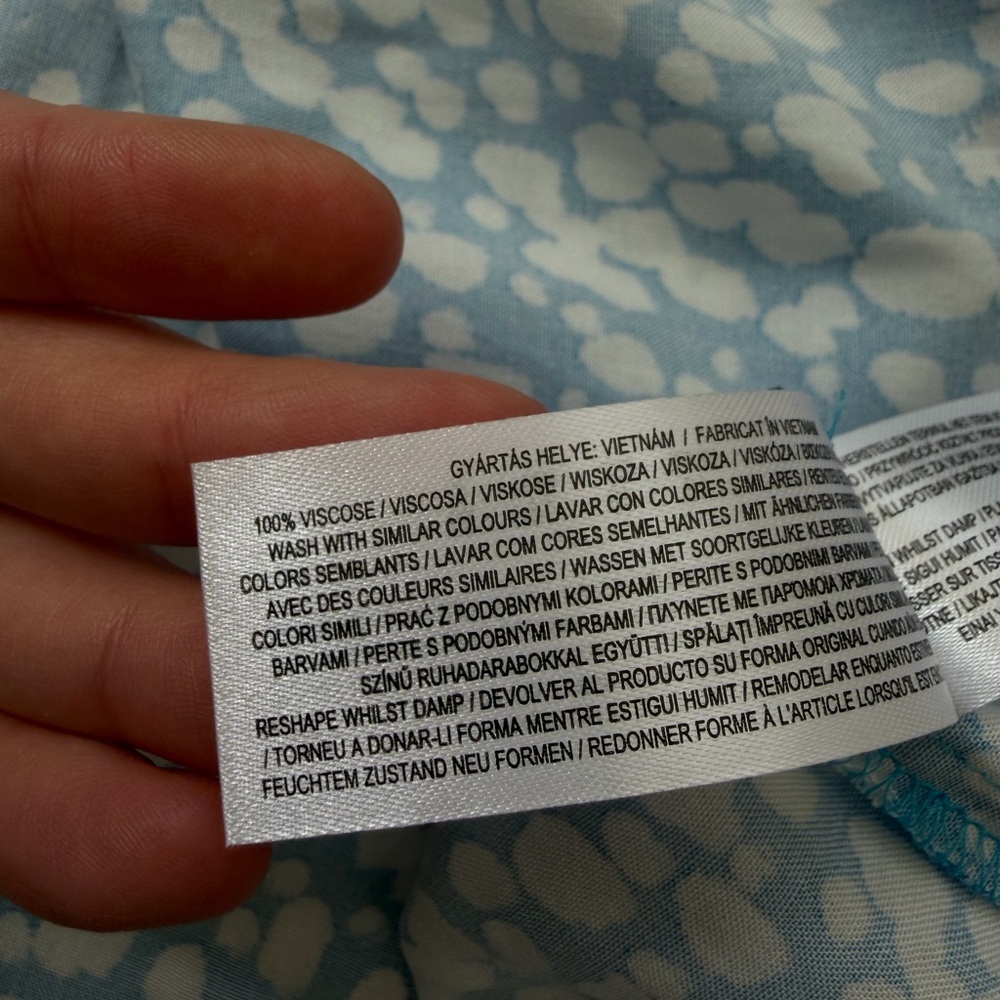 Primark Cares Blue and White A-Line Midi Skirt. Size 14. 100% Viscose - Picture 7 of 8
